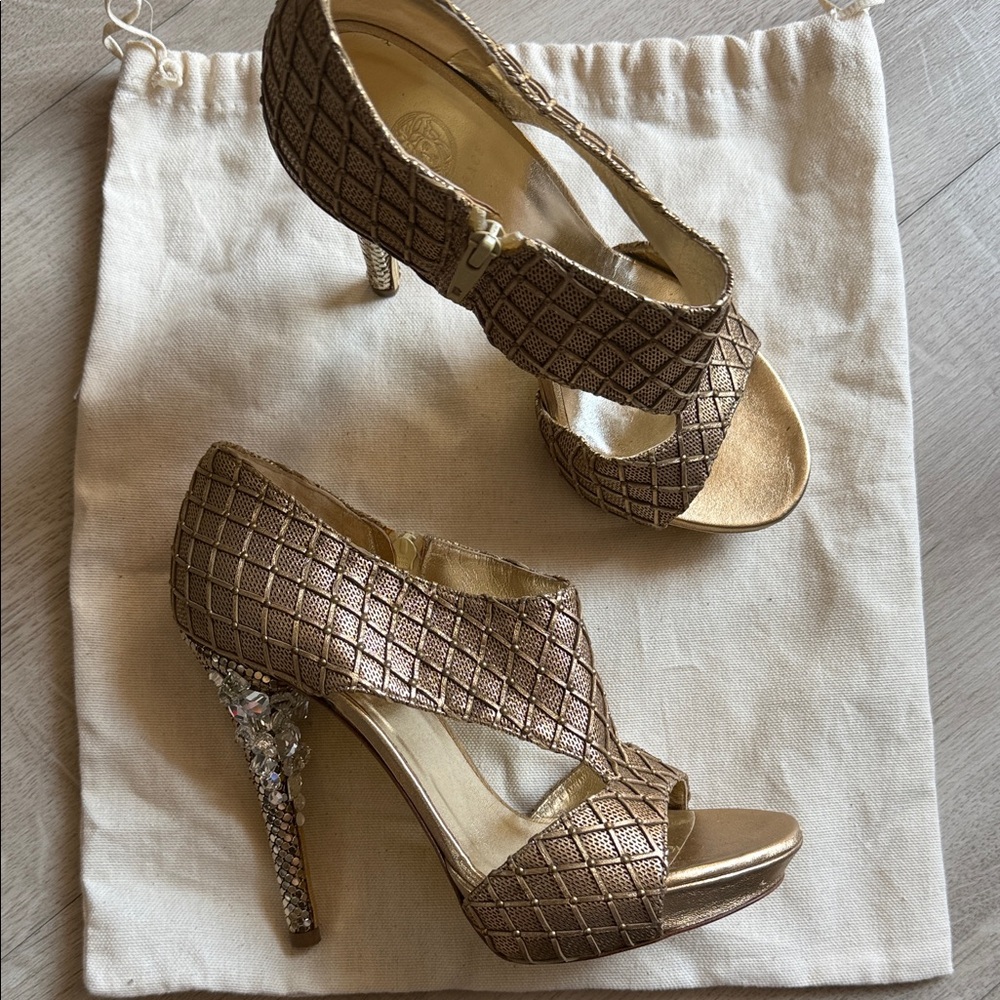 Versace Gold Textured Heels